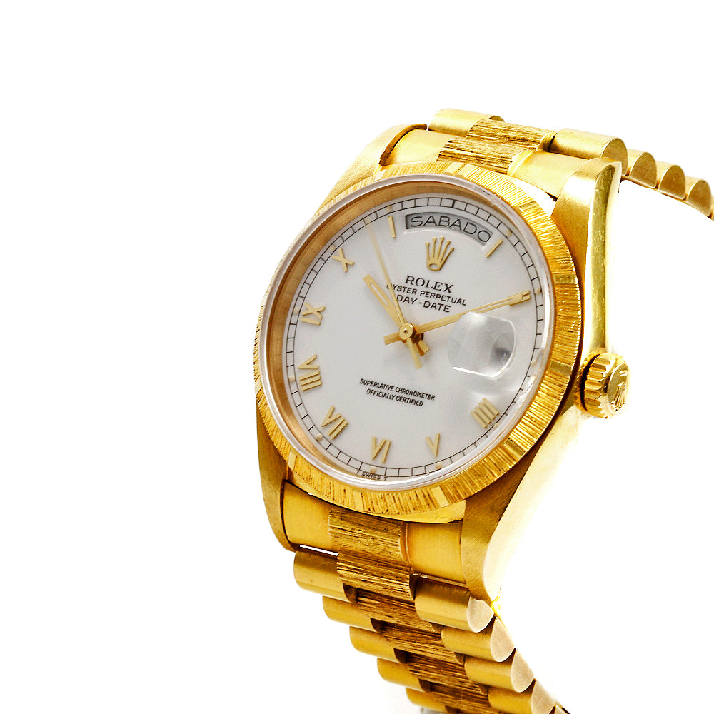 ROLEX 1811 Day-Date Florentine 36mm 18K Yellow Gold White Dial Automatic Watch