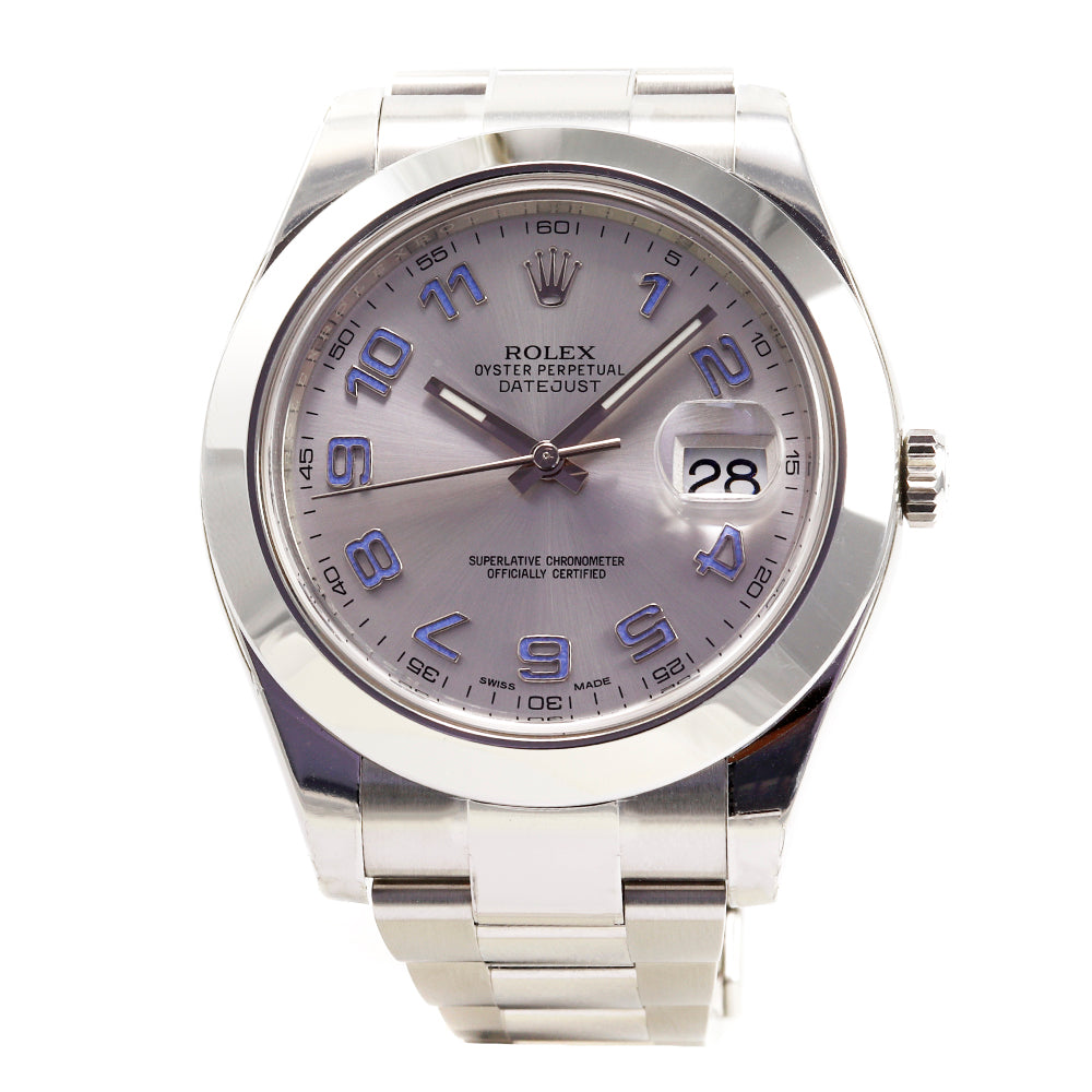ROLEX DateJust 116300 41 mm Stainless Steel Silver Dial Blue Numbers Watch