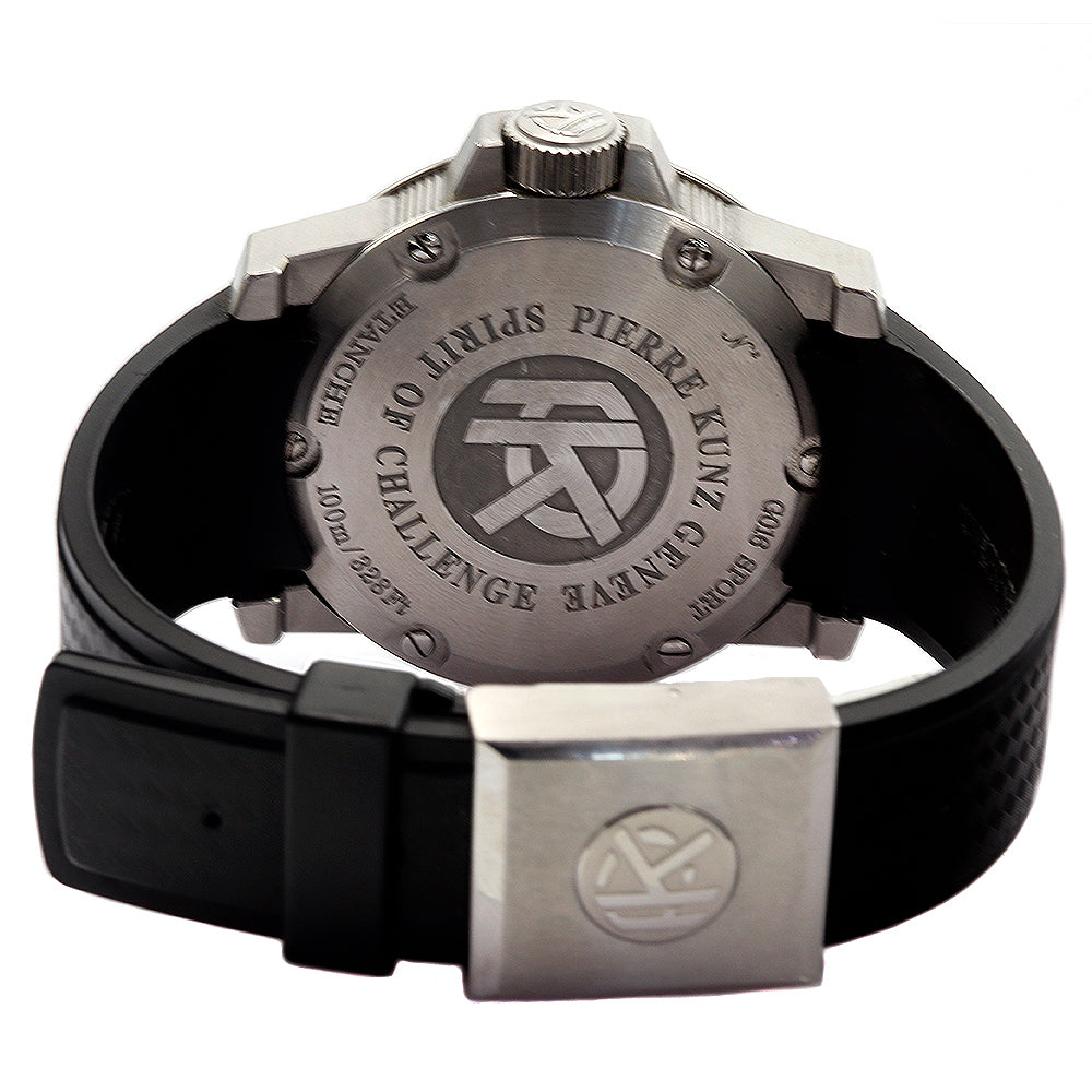 Pierre Kunz G016 Sport 44mm Stainless Steel Retrograde Seconds Rubber Band Watch