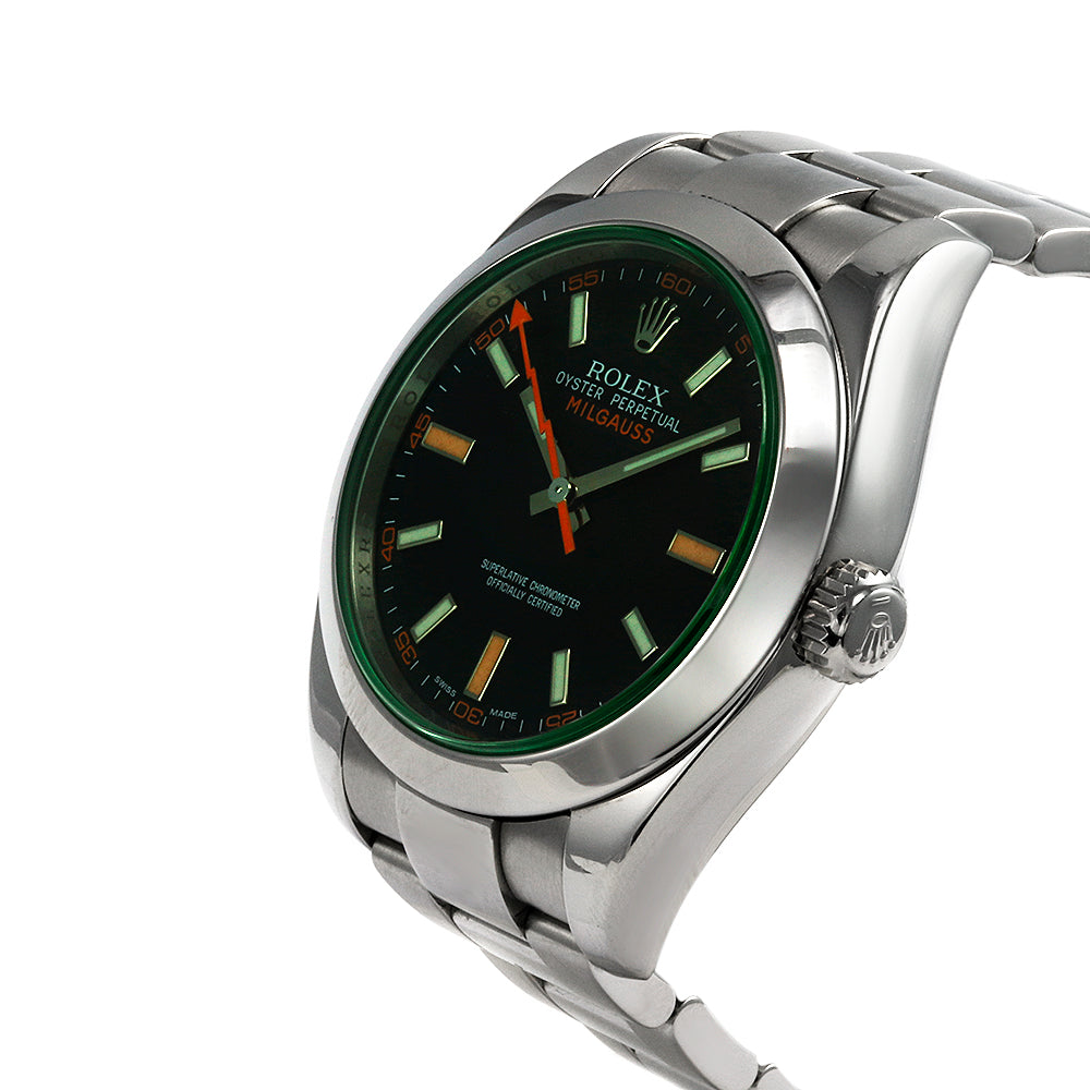 ROLEX Oyster Perpetual Milgauss 116400 Green Sapphire Stainless Steel Watch