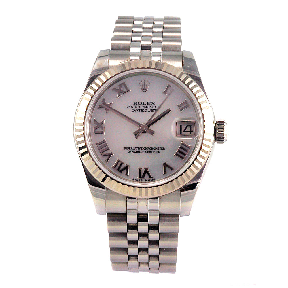 ROLEX 178274 DateJust 31 mm Stainless Steel Mother of Pearl Jubilee Bracelet Roman Ladie's Watch