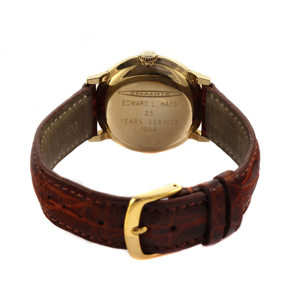 ROLEX Vintage 18K Rose Gold Brown Alligator Leather Band Watch