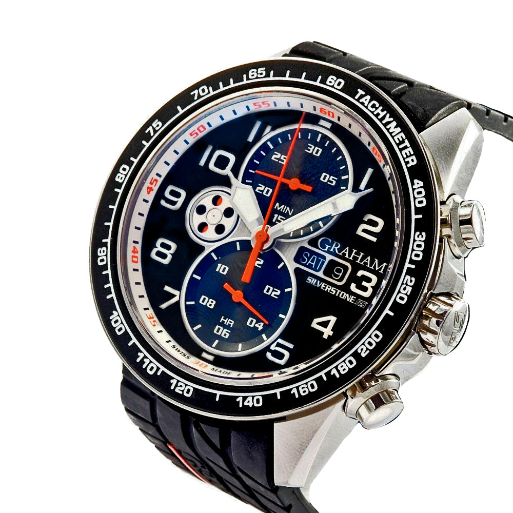 Graham Silverstone RS Racing Chrono 46mm SS Rubber Band Watch