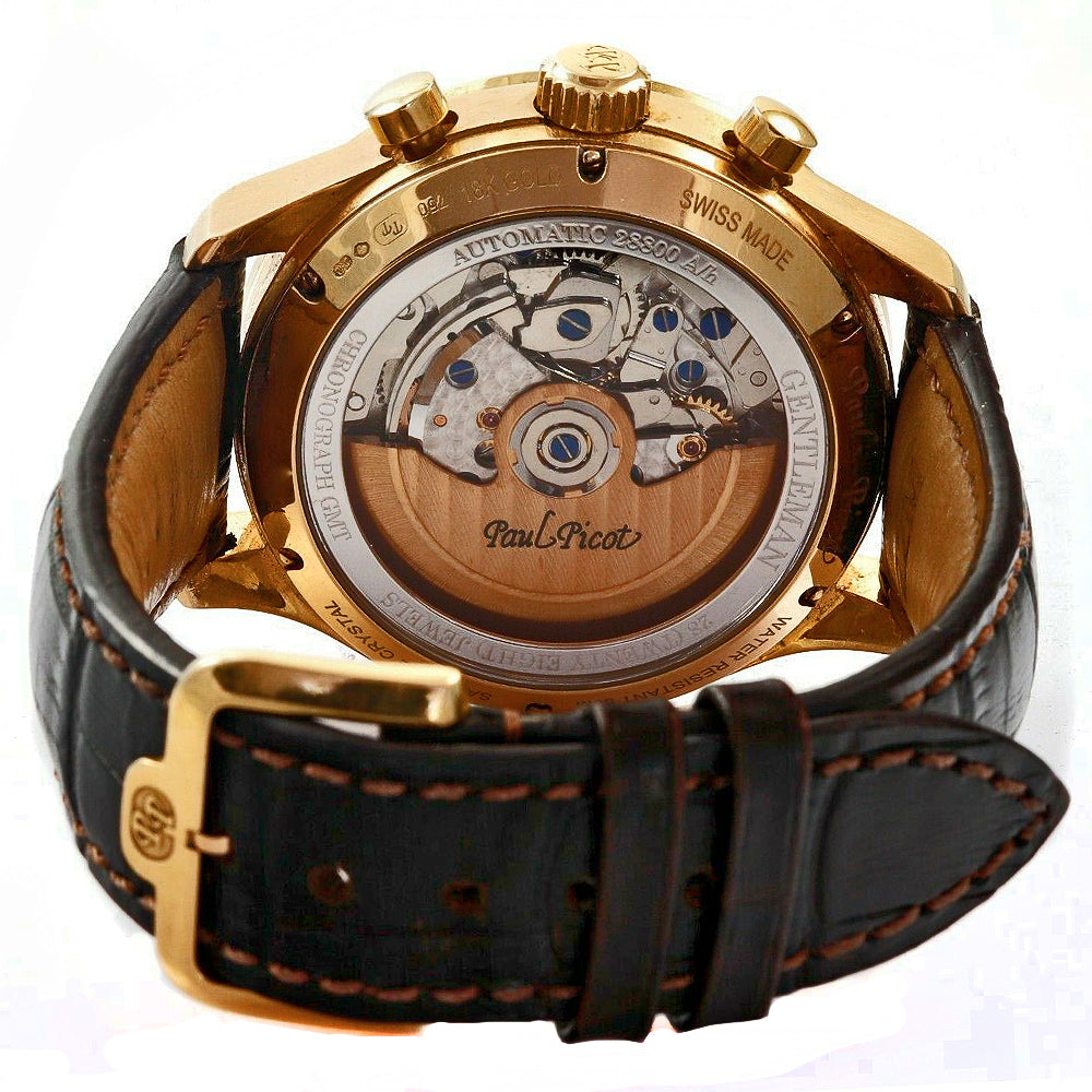 Paul Picot Gentleman 42mm 2031.r Rose Gold Chronograph Leather Band Men's Watch