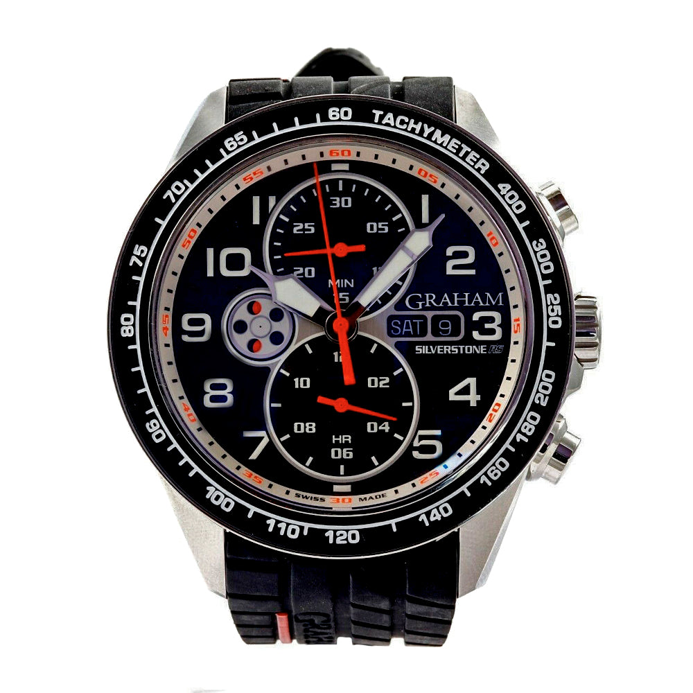 Graham Silverstone RS Racing Chrono 46mm SS Rubber Band Watch